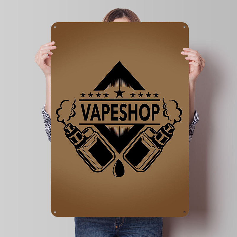 Vaping Shop - ベイプショップロゴブリキポスターカスタマイズ可能な壁アートレトロヴィンテージメタルサインホームルームマンケーブデコレーションゲームガーデン用