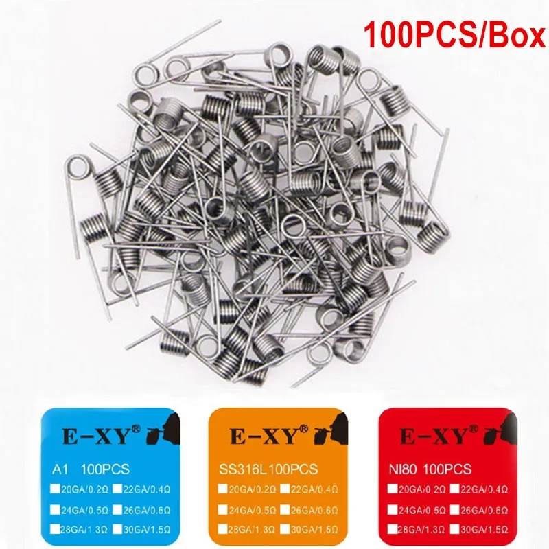 Coil Building Kit - 100 ピース/箱事前構築コイルワイヤー A1 SS316L Ni80 事前コイル抵抗加熱ワイヤー