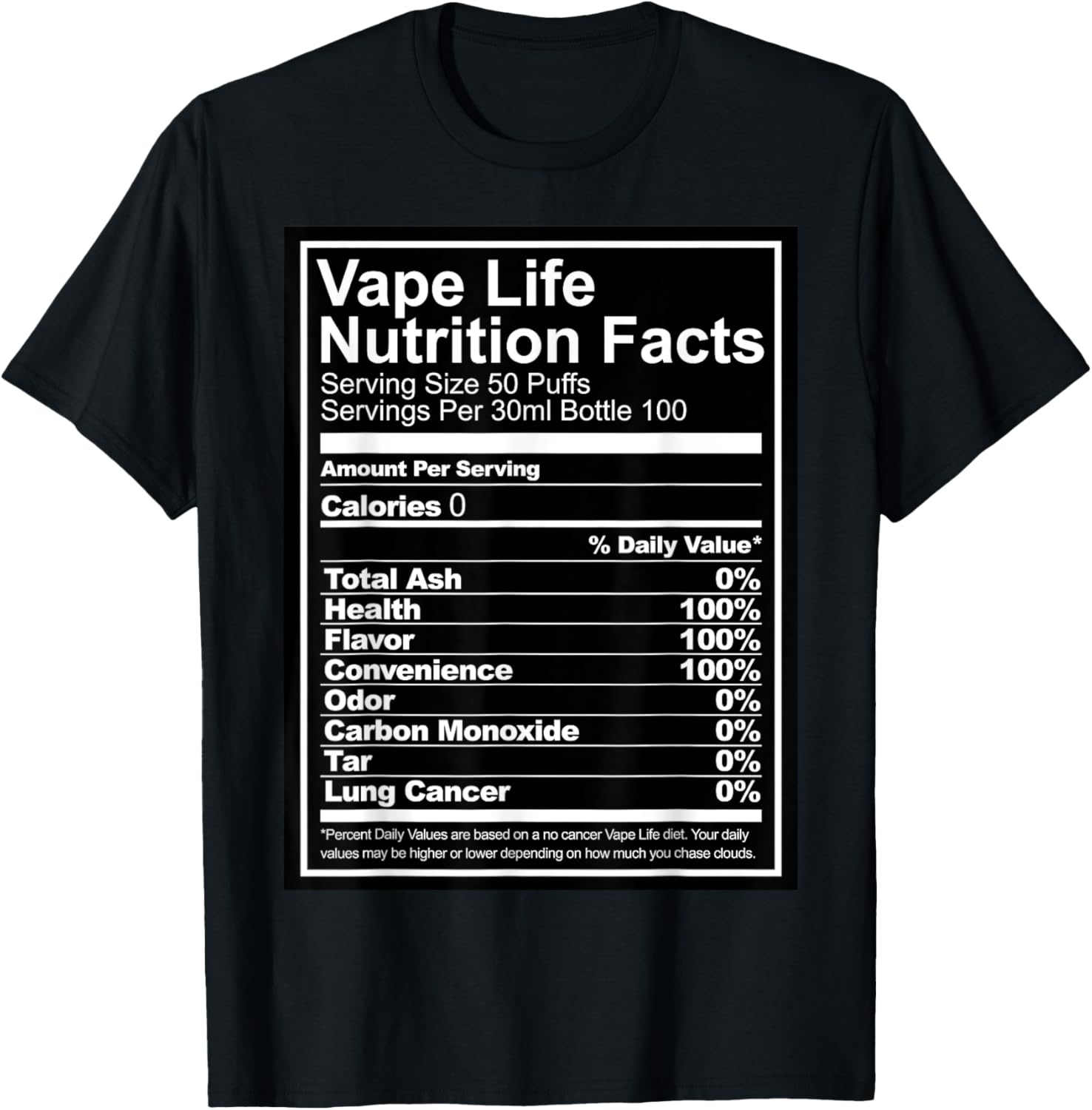 Vaping Shop - Vape Life 栄養成分表 グラフィック Tシャツ メンズ