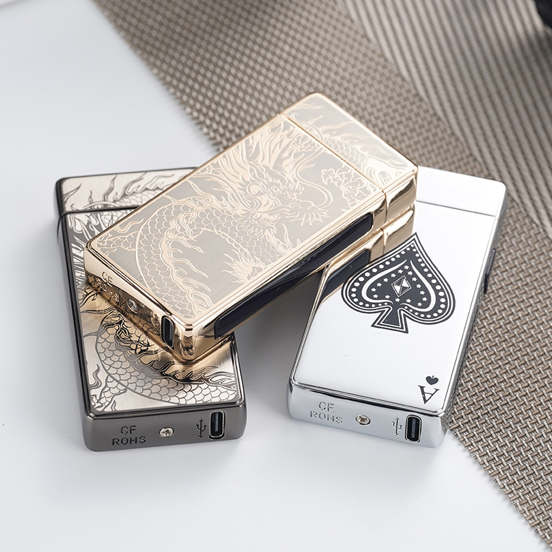 Accessories Experts Vape - 2025年メタル製Type-C充電式ダブルファイアアークパルス電子ライター、パワーディスプレイ付き、高価値ギフト、喫煙アクセサリー
