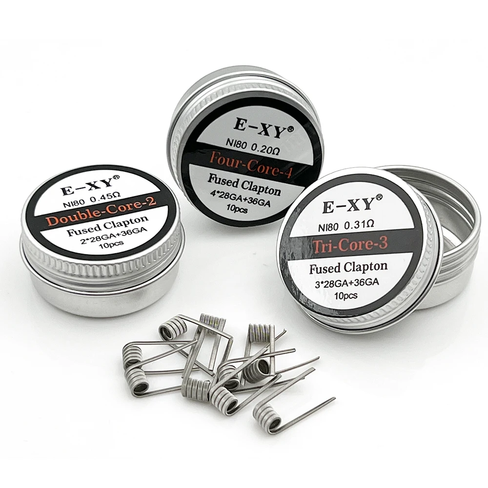 Coil Building Kit - 10 ピース/箱 Ni80 事前構築コイル溶融クラプトンダブルトライプ 4 コア加熱コイル