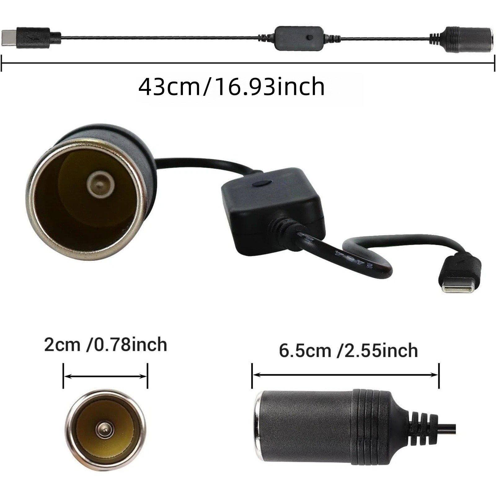 1Pc USB-C から 12V 車のシガーライターソケット - Accessories Experts Vape のレビューと価格
