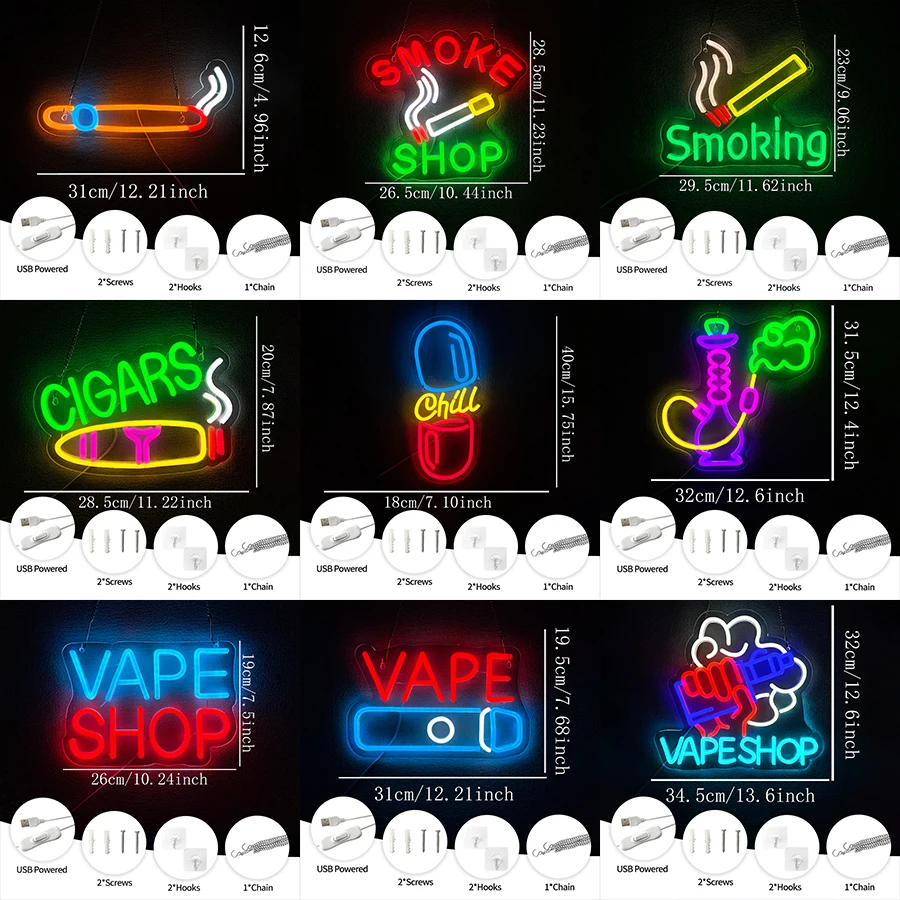 USB明るいLED広告ディスプレイ（喫煙所、電子タバコ店用） - Vaping Shop のレビューと価格